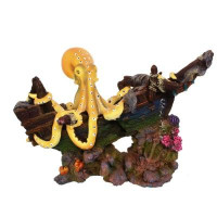 Декорация Yusee Корабль с осьминогом 28x13x19см