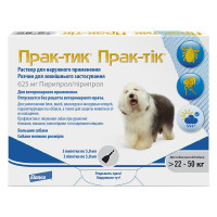 Капли Elanco Prac-tic для борьбы с насекомыми и иксодовыми клещами для собак от 22 кг до 50 кг, цена за 1 пипетку Капли Elanco Prac-tic для борьбы с насекомыми и иксодовыми клещами для собак от 22 кг до 50 кг, цена за 1 пипетку