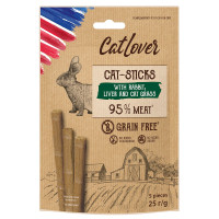 Ласощі CatLover Cat-Sticks Rabbit Liver Grass для котів, палички з кроликом, печінкою та травою, 5 шт по 5 г