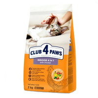 Сухий корм Клуб 4 лапи Indoor 4in1 Premium для котів які живуть у приміщені, з куркою, 2 кг
