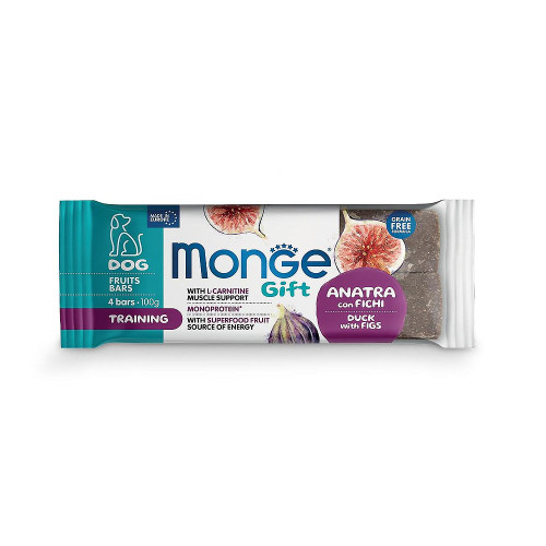 Ласощі Monge Gift Dog Training для собак, підвищення активності, качка з інжиром, 100 г