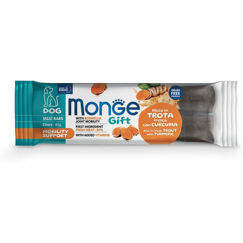 Ласощі Monge Gift Dog Mobility support для собак, підтримка маси тіла, форель з босвелією, 40 г