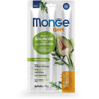 Ласощі Monge Gift Cat Hairball для котів, сьомга з артишоком, 15 г Ласощі Monge Gift Cat Hairball для котів, сьомга з артишоком, 15 г