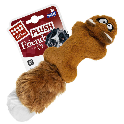 Іграшка GiGwi Plush Білка для собак, з двома пищалками, 24 см