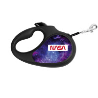 Повідець-рулетка Waudog R-leash для собак, малюнок "NASA21", XS, до 12 кг, 3 м, стрічка, чорний