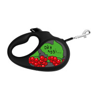 Повідець-рулетка Waudog R-leash для собак, малюнок "Калина", XS, до 12 кг, 3 м, стрічка, чорний