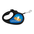 Повідець-рулетка Waudog R-leash для собак, малюнок "Прапор", L, до 50 кг, 5 м, стрічка, чорний