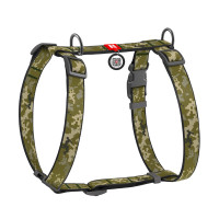 Шлея Waudog Nylon з QR-паспортом для собак, анатомічна, малюнок "Мілітарі", розмір S, 30-40/30-50 см