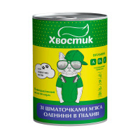 Консерви Хвостик для дорослих котів, зі шматочками оленини в підливі, 415 г Консерви Хвостик для дорослих котів, зі шматочками оленини в підливі, 415 г