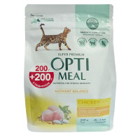 Сухий корм Optimeal для дорослих котів, з куркою, 200+200 г