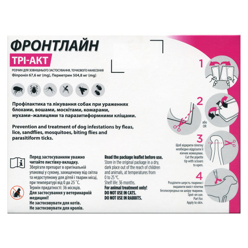 Краплі Boehringer Ingelheim Frontline TRI-ACT від бліх і кліщів для собак, S, 5-10 кг, ціна за 1 піпетку