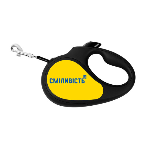 Повідець-рулетка Waudog R-leash для собак, малюнок "Сміливість", XS, до 12 кг, 3 м, стрічка, чорний