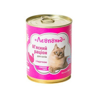 Вологий корм Леопольд м'ясний раціон для котів, з індичкою, 360 г
