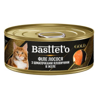 Вологий корм Bastteto для котів, шматочки яловичини з лососем, 85 г