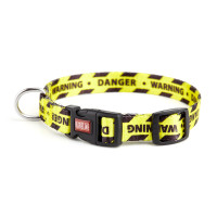 Нашийник Kareline для собак, нейлон, пластикова пряжка, візерунок Warning, 2.5×35-52 см