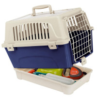Переноска Ferplast Carrier Atlas 10 Open Organizer для котів, собак і гризунів, біло-синя, 48×33×34 см