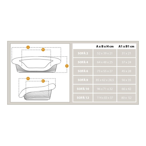 Пластиковий лежак Ferplast Sofa 2 Dove Grey в комплекті з подушкою для собак і котів, 52×39×21 см