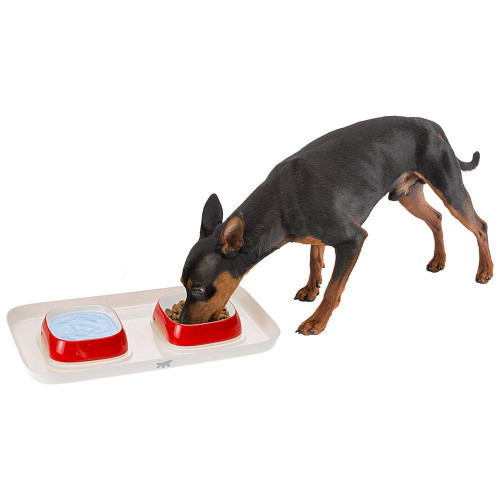 Ferplast Glam Tray Extra Small Red пастіковий піднос з мисками для кішок і собак, червоний, 40x23x4,5 см
