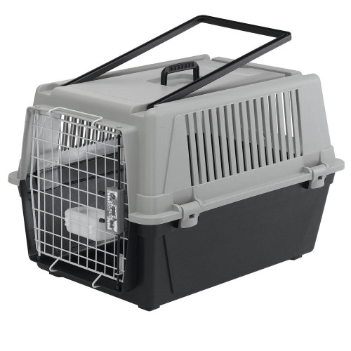Переноска Ferplast Carrier Atlas 40 для котів і собак, сіро-чорна, 68×49×45 см