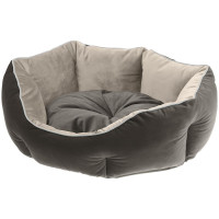 Оксамитовий диван Ferplast Queen 60 Beige-Grey для котів і собак, 60×46×20 см Оксамитовий диван Ferplast Queen 60 Beige-Grey для котів і собак, 60×46×20 см