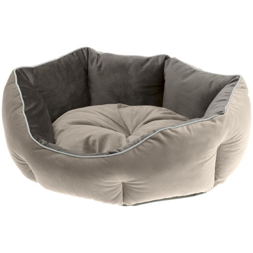 Оксамитовий диван Ferplast Queen 50 Beige-Grey для котів і собак, 50×40×18 см