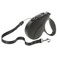 Поводок-рулетка для собак до 15 кг Ferplast Amigo Easy S Cord Nero cо шнуром, чорний, 5 м