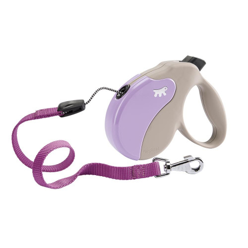 Поводок-рулетка Ferplast Amigo M Cord Beige-Purple Lead для собак cо шнуром, бежево-фіолетовий, 15x3,6x14 см