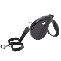 Поводок-рулетка Ferplast Amigo M Cord Black Lead для собак cо шнуром, чорний, 15x3,6x14 см