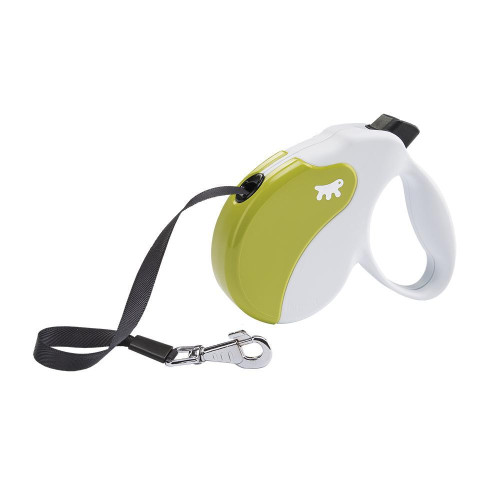 Поводок-рулетка Ferplast Amigo M Tape White-Green для собак c стрічкою, зелено-білий, 15x3,6x14 см