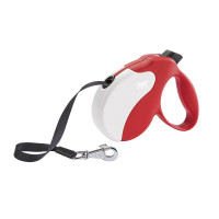 Поводок-рулетка Ferplast Amigo M Tape Red-White для собак c стрічкою, червоно-білий, 15x3,6x14 см