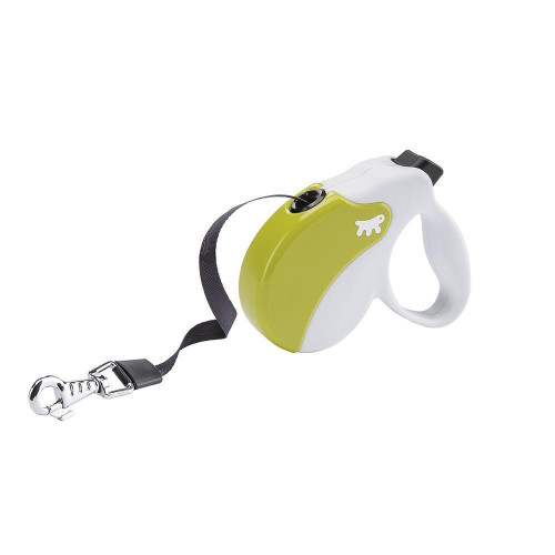 Поводок-рулетка Ferplast Amigo Mini Tape White-Green для собак c стрічкою, зелено-білий, 12x3x10 см