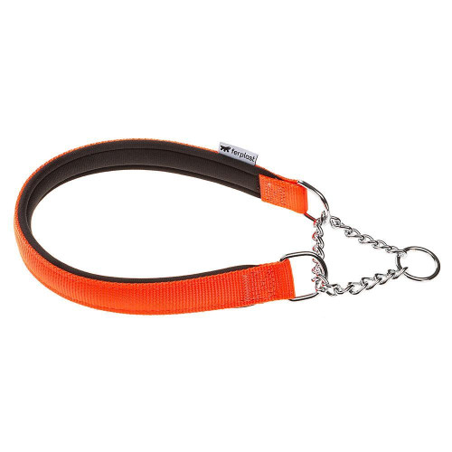 Нейлоновий нашийник з металевим ланцюжком Ferplast Daytona CSS25 / 60 Orange для собак, A: 60 см, B: 25 см