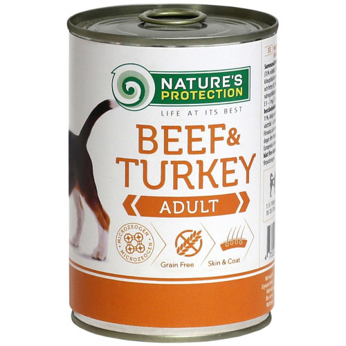 Консерва Natures Protection Adult Beef & Turkey для дорослих собак, 400 г