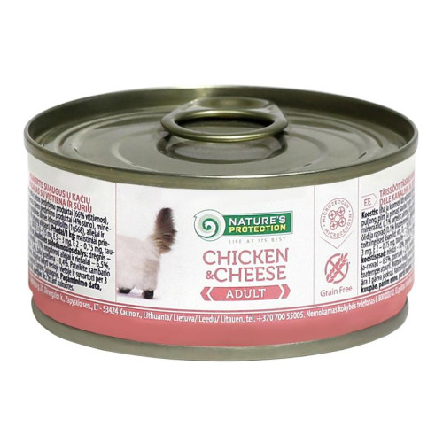 Консерва Natures Protection Adult Chicken & Cheese для дорослих котів, 100 г