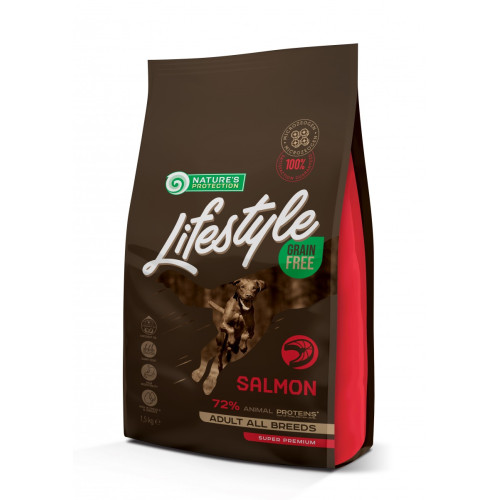Сухий корм Natures Protection Lifestyle Grain Free Salmon Adult All Breeds для собак всіх порід, 1,5 кг