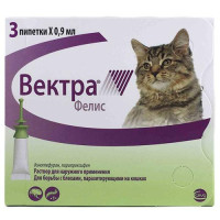 Краплі на холку Ceva Vectra Felis від бліх для котів, 0.9 мл, ціна за 1 піпетку