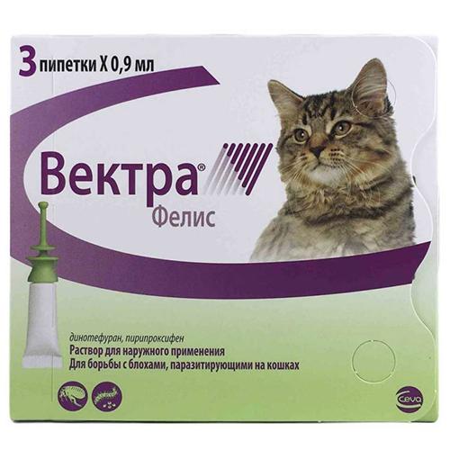 Краплі на холку Ceva Vectra Felis від бліх для котів, 0.9 мл, ціна за 1 піпетку