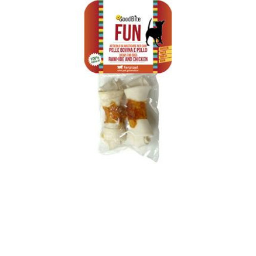 Жувальні кісточки Ferplast GoodBite Fun 5499 Bone 60g для собак з сириці з куркою, 13,5x6x3 см
